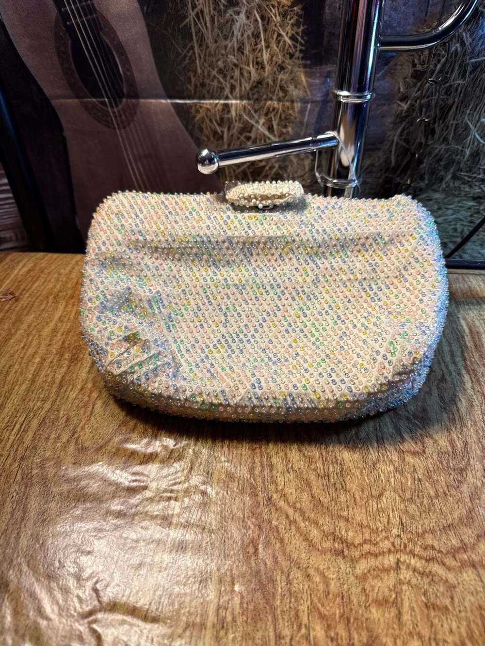 Incredible Vintage 1960s Reversible White and Candy-colored Beaded Handbag - ,